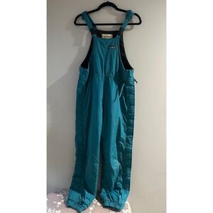 L.L. Bean Snow Bibs Kids L 14-16 Teal Blue Excellent Insulated Vintage 90s 6716